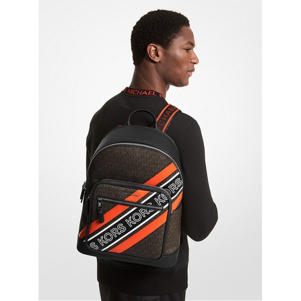 Hudson Logo Embossed Stripe Backpack