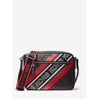 Hudson Logo Embossed Stripe Camera Bag