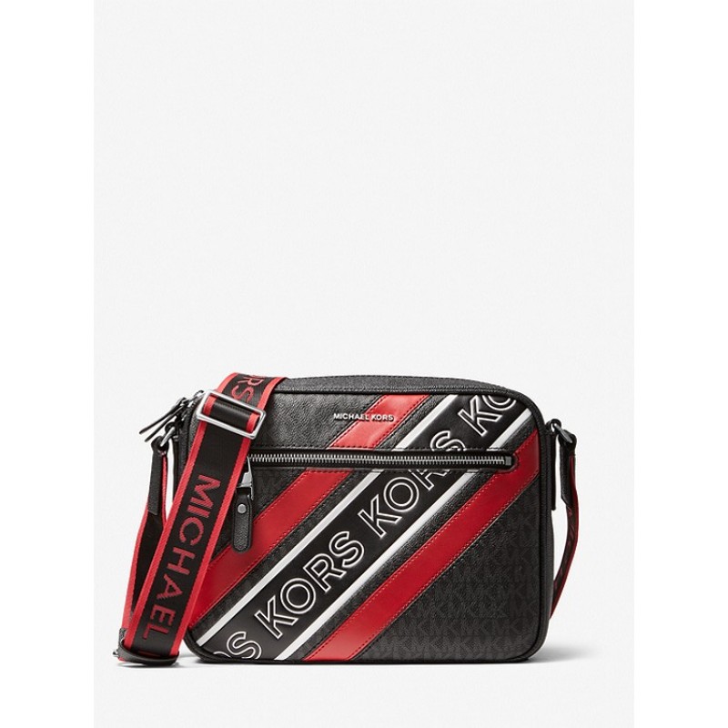 Hudson Logo Embossed Stripe Camera Bag