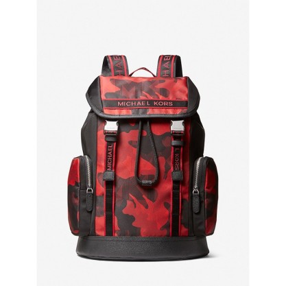 Brooklyn Logo Tape Camouflage Printed Woven Backpack