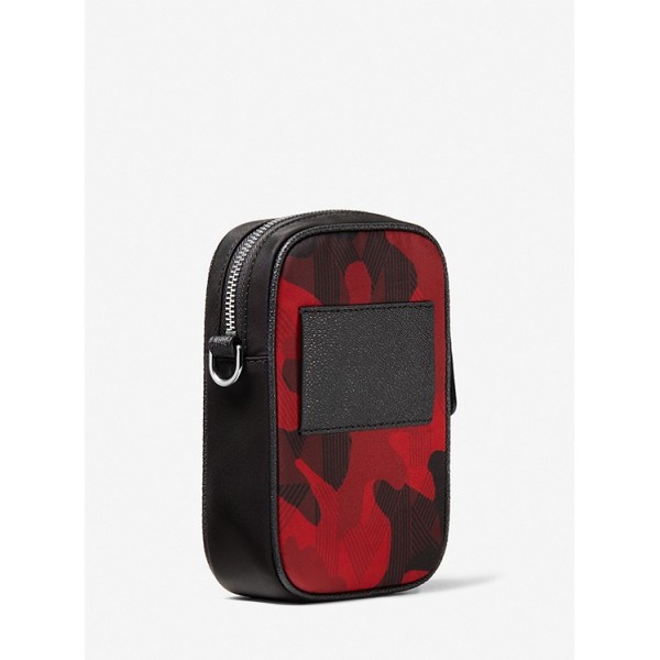 Brooklyn Logo Tape Camouflage Printed Woven Smartphone Crossbody Bag
