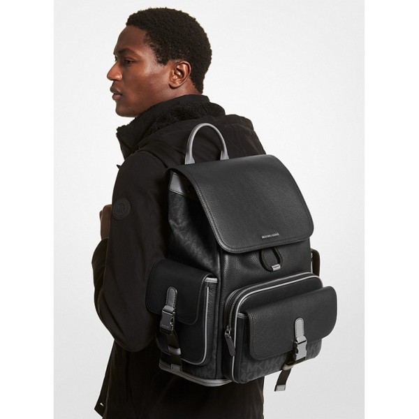 Hudson Logo and Leather Backpack
