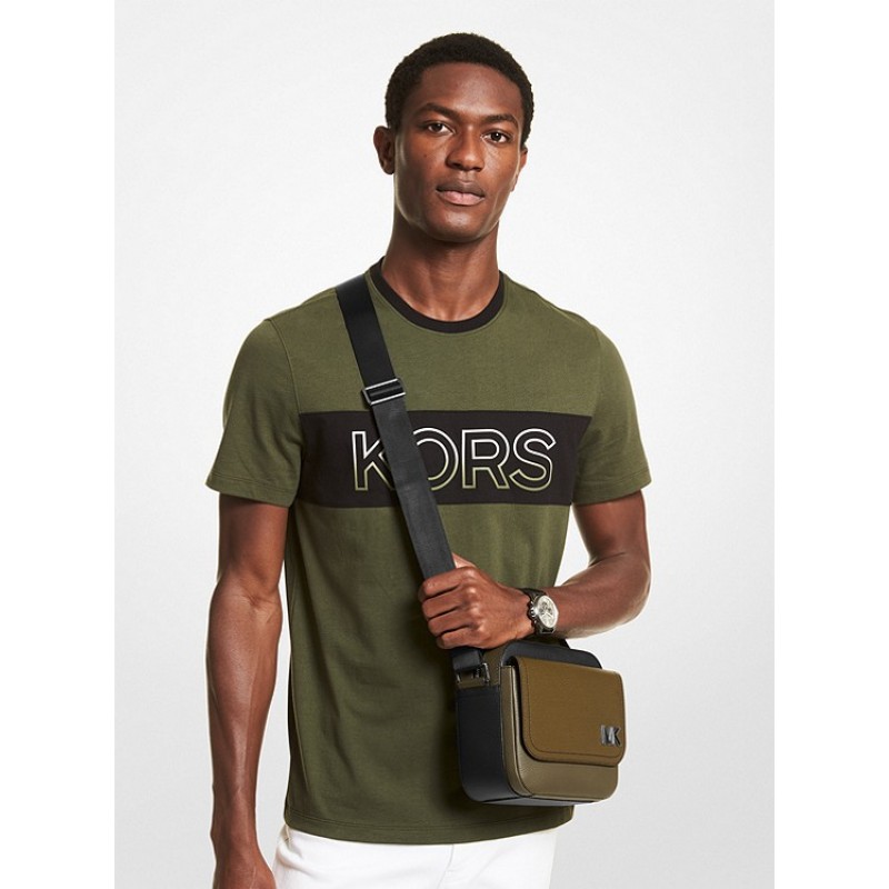 Hudson Color-Blocked Leather Messenger Bag