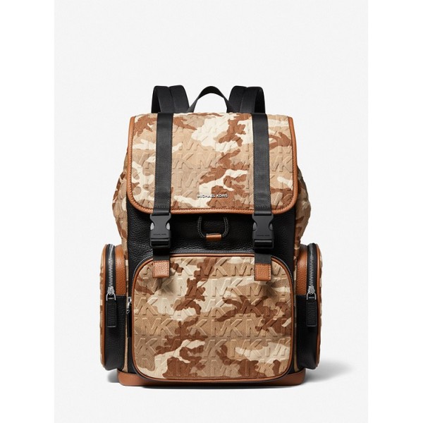 Cooper Printed Denim and Leather Backpack