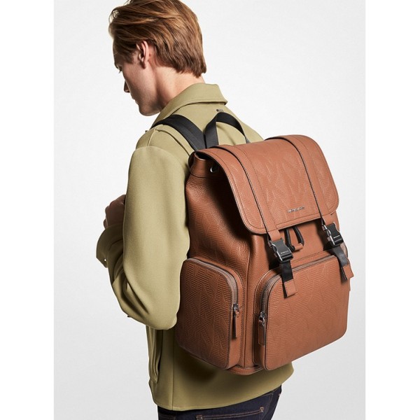 Cooper Logo Embossed Leather Backpack