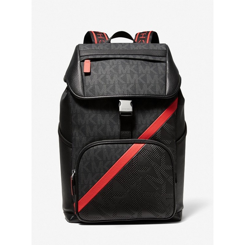 Cooper Embossed Faux Leather and Logo Stripe Backpack