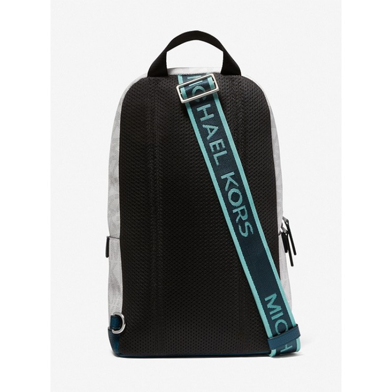 Cooper Embossed Faux Leather and Logo Stripe Sling Pack