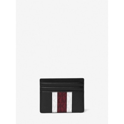 Hudson Logo Stripe Leather Tall Card Case