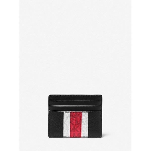 Hudson Logo Stripe Leather Tall Card Case