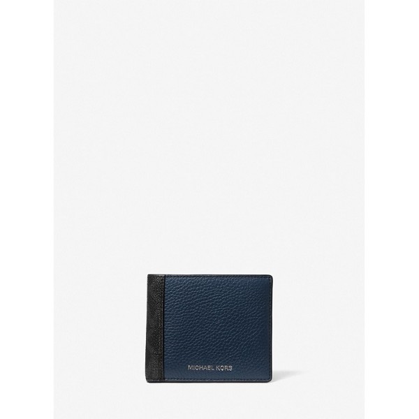 Hudson Logo-Trimmed Pebbled Leather Billfold Wallet