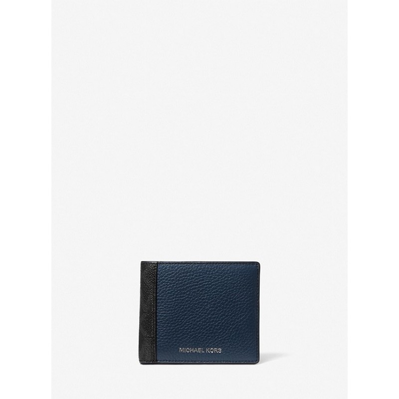 Hudson Logo-Trimmed Pebbled Leather Billfold Wallet