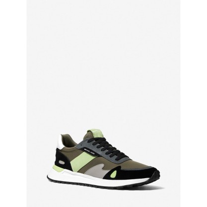 Miles Color-Block Nylon and Leather Trainer