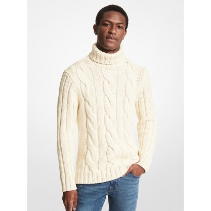 Cable Merino Wool Turtleneck Sweater