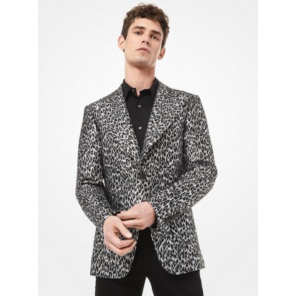 Leopard Metallic Wool Jacquard Blazer