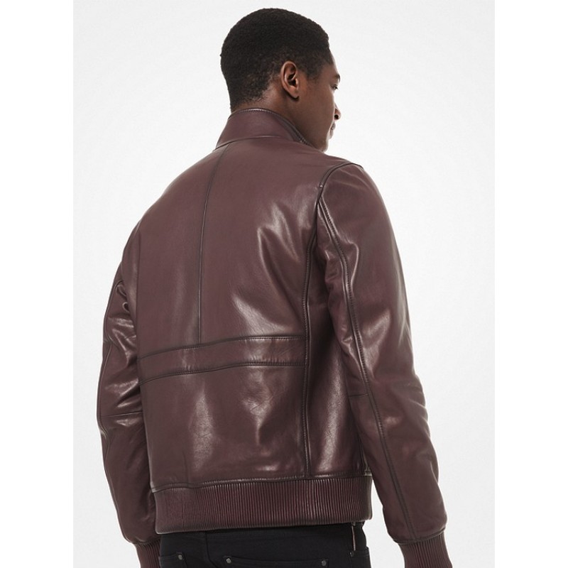 Washed Nappa Leather Bomber Jacket