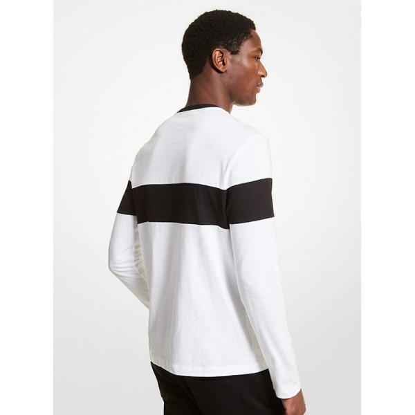 Logo Stripe Cotton Jersey Long-Sleeve T-Shirt