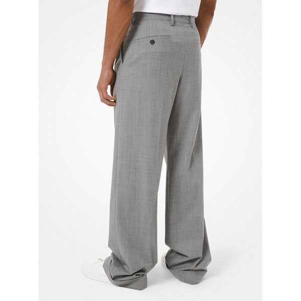 Stretch Wool Pleated Trousers