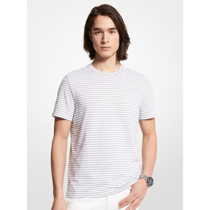 Striped Textured Cotton T-Shirt