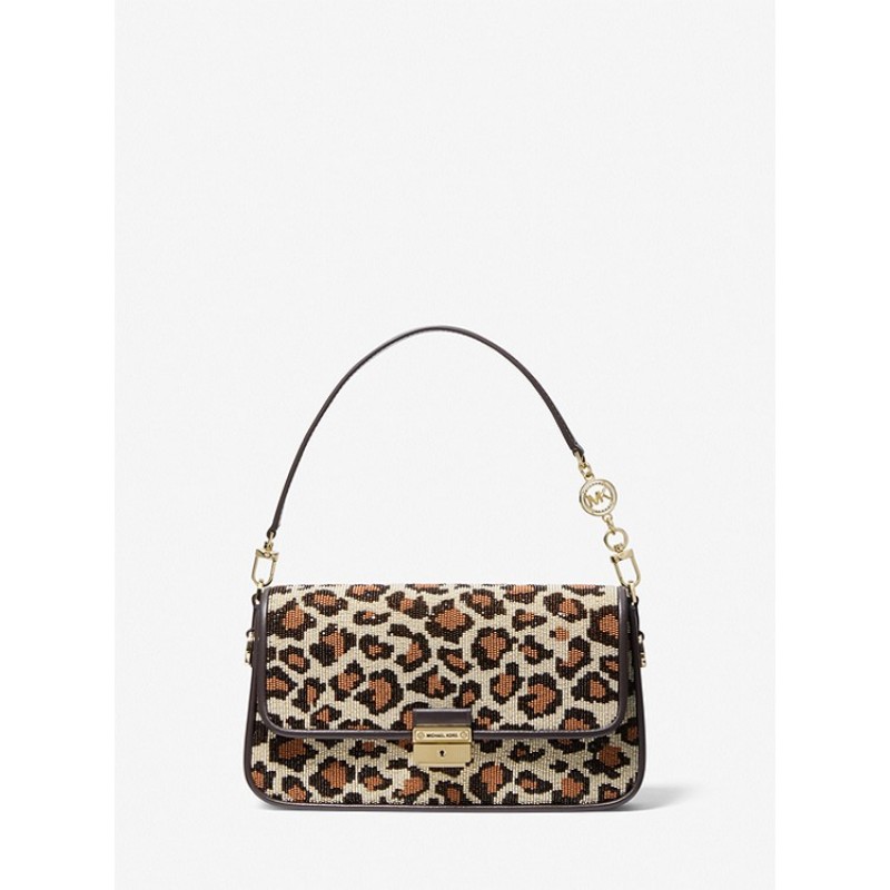 Bradshaw Small Leopard Beaded Leather Convertible Shoulder Bag