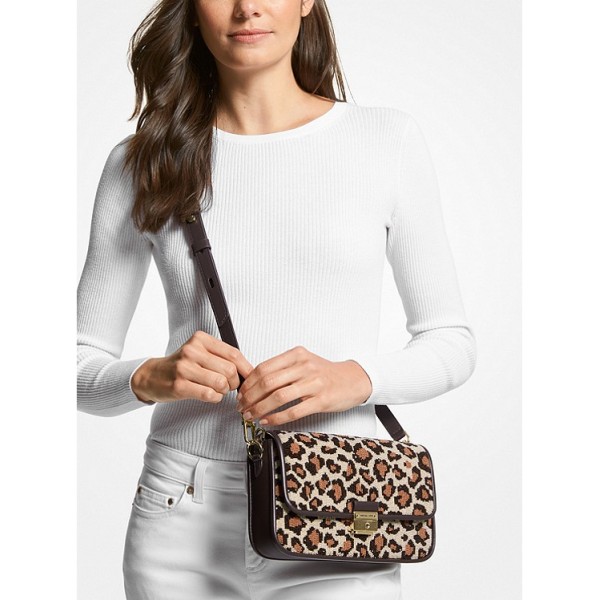 Bradshaw Small Leopard Beaded Leather Convertible Shoulder Bag