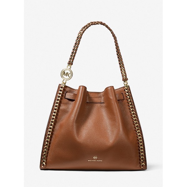 Mina Large Pebbled Leather Shoulder Bag