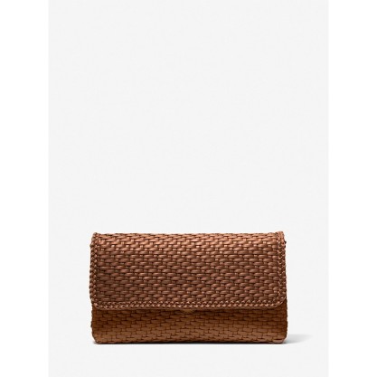 Carole Hand-Woven Leather Foldover Clutch