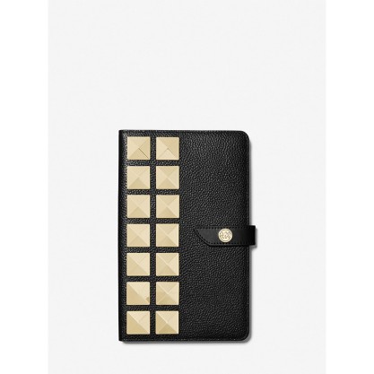 Medium Studded Pebbled Leather Notebook