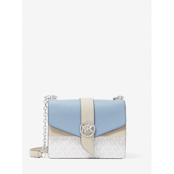 Greenwich Small Two-Tone Logo and Saffiano Leather Crossbody Bag