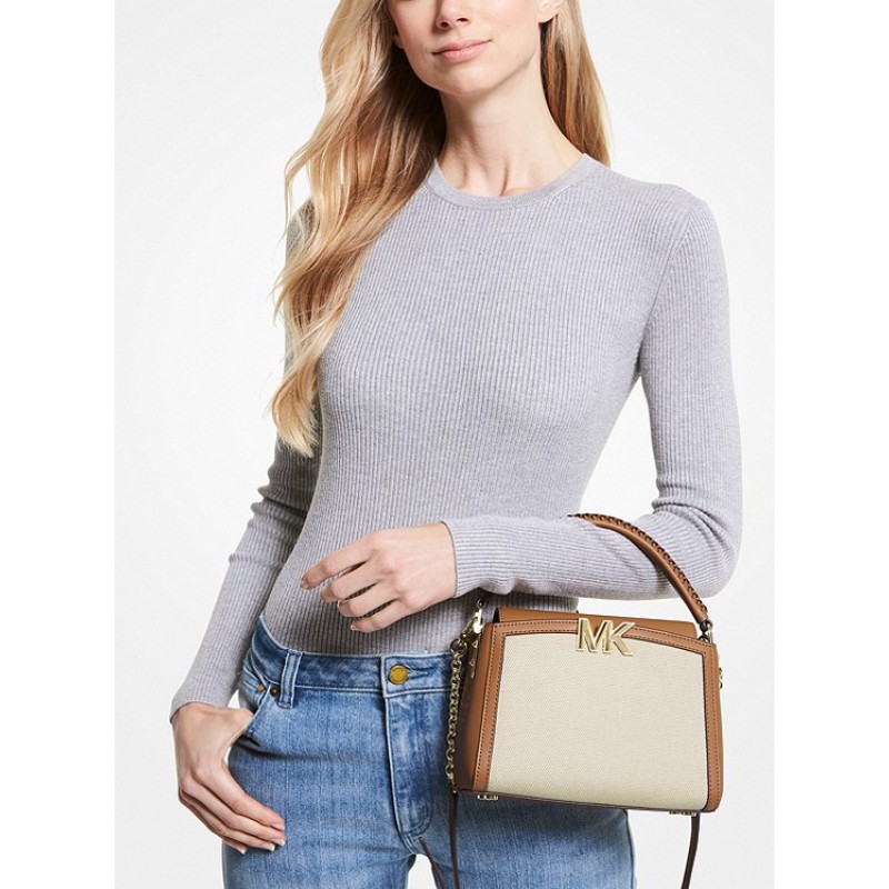 Karlie Small Canvas and Leather Crossbody Bag