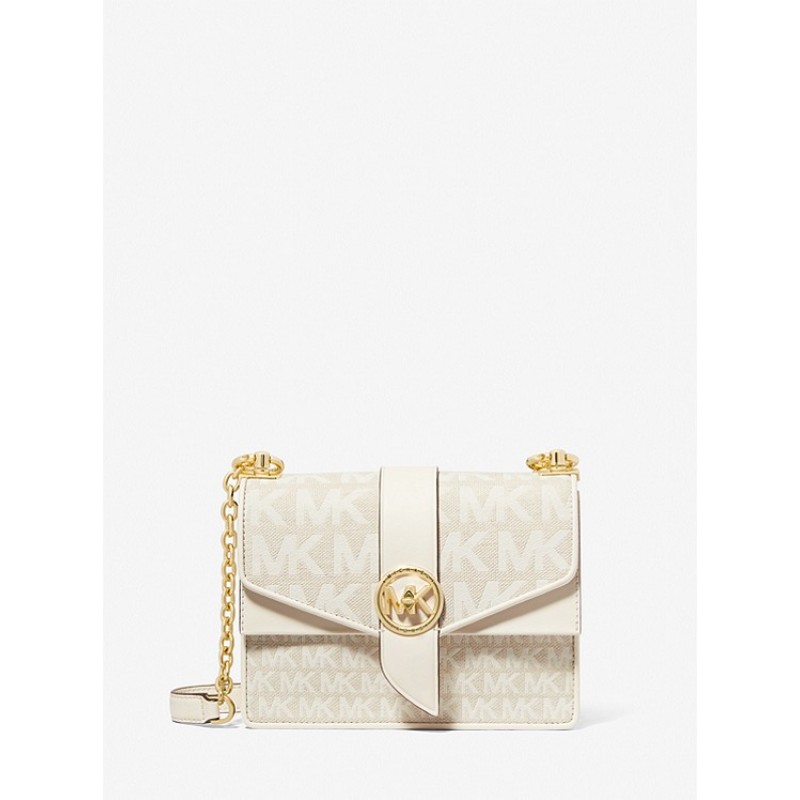 Greenwich Small Logo Jacquard and Leather Crossbody Bag