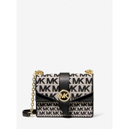 Greenwich Small Logo Jacquard and Leather Crossbody Bag