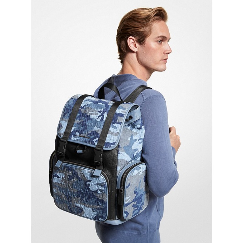 Cooper Printed Denim and Leather Backpack