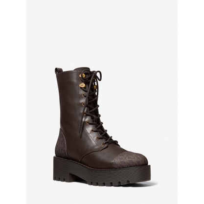 Bryce Leather and Logo Platform Combat Boot