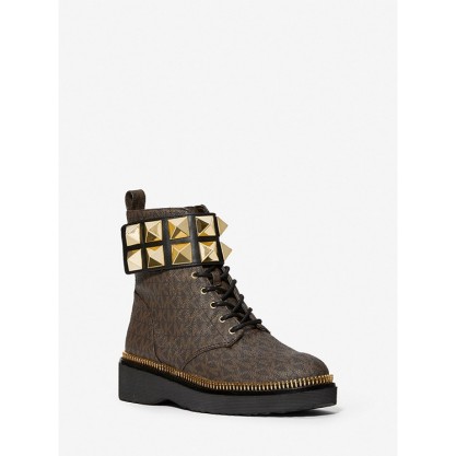 Haskell Studded Leather and Logo Combat Boot