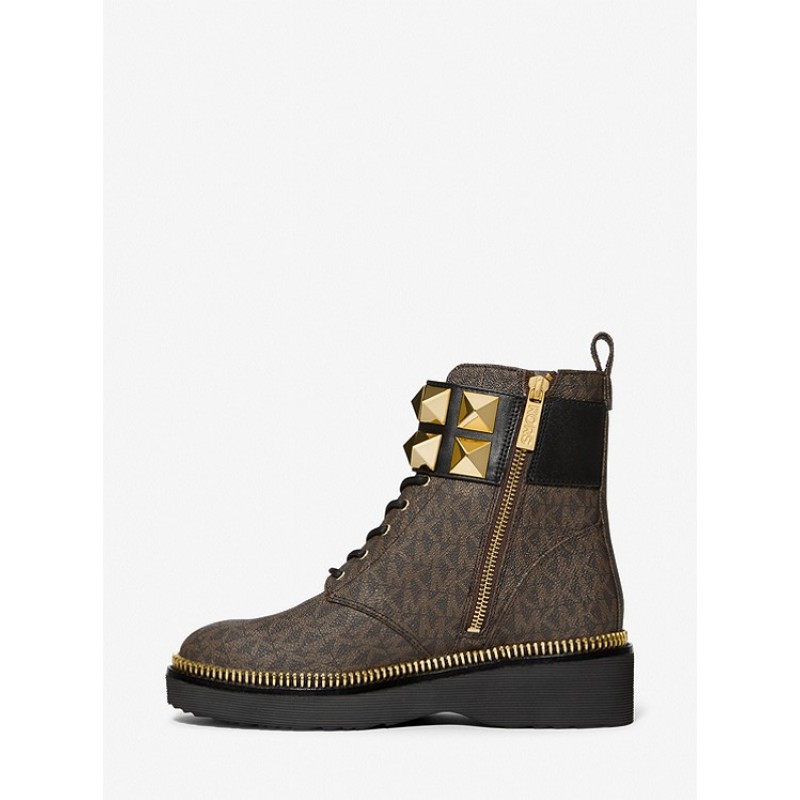 Haskell Studded Leather and Logo Combat Boot