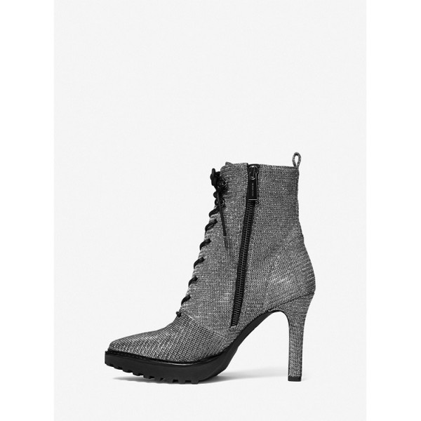 Kyle Glitter Chain Mesh Lace-Up Boot