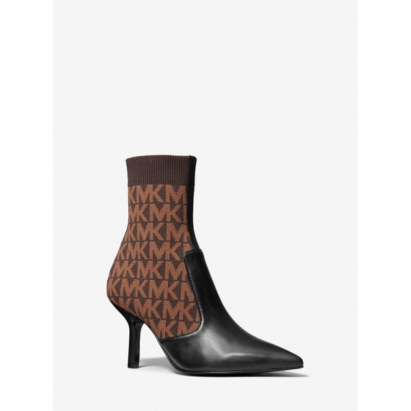 Shiloh Logo Stretch Knit and Leather Sock Boot