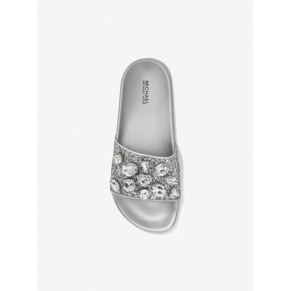 Gilmore Jewel Embellished Glitter Slide Sandal
