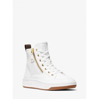Shea Logo and Leather High Top Sneaker