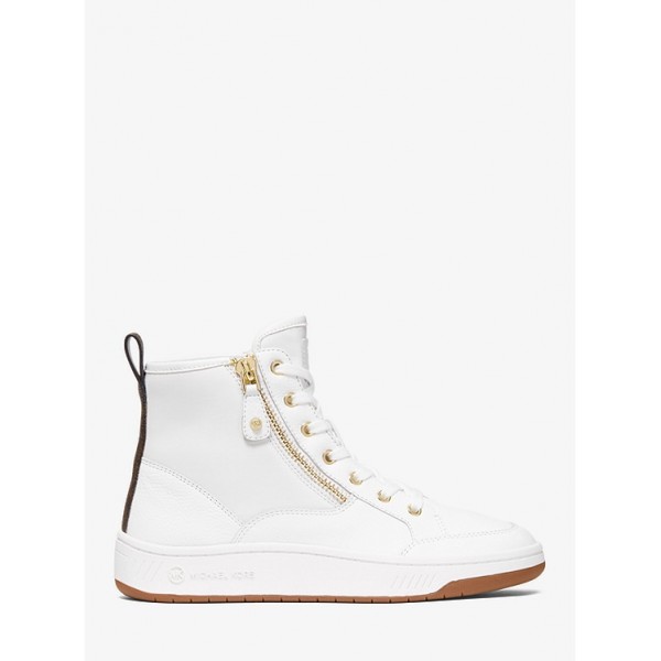 Shea Logo and Leather High Top Sneaker