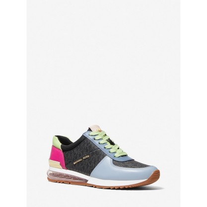 Allie Extreme Color-Block Leather and Logo Trainer
