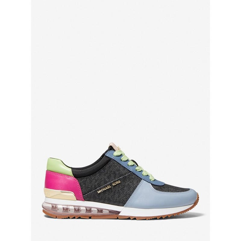 Allie Extreme Color-Block Leather and Logo Trainer