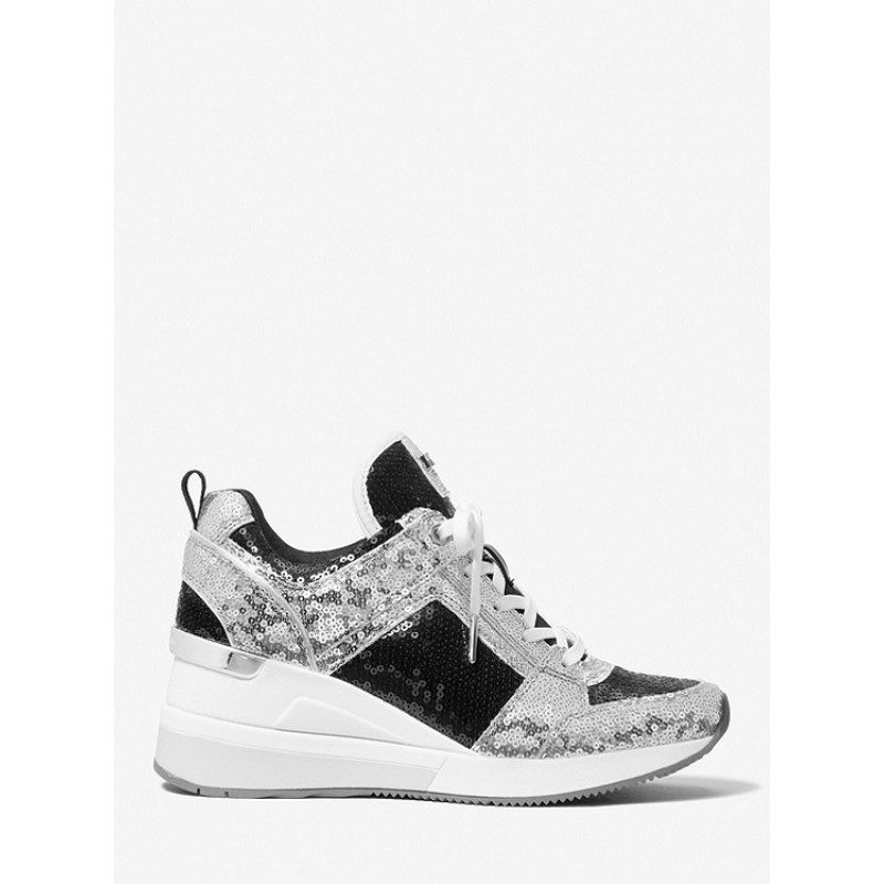 Georgie Two-Tone Sequined Canvas Trainer