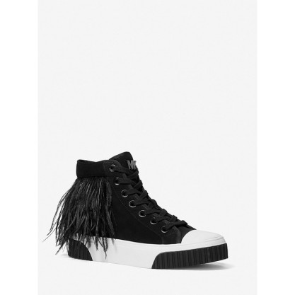Gertie Feather Embellished Suede High-Top Sneaker