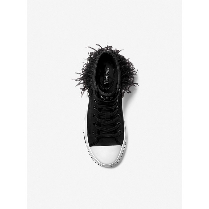 Gertie Feather Embellished Suede High-Top Sneaker