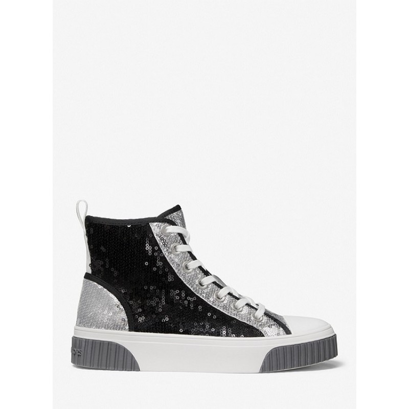 Gertie Two-Tone Sequined Canvas High-Top Sneaker
