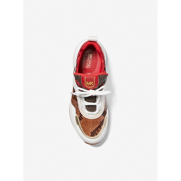Olympia Two-Tone Snake Embossed Leather Trainer
