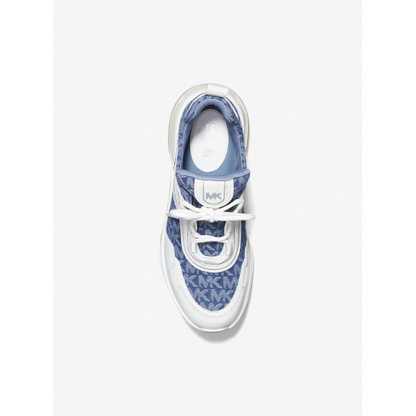 Olympia Extreme Denim Logo Jacquard and Leather Trainer