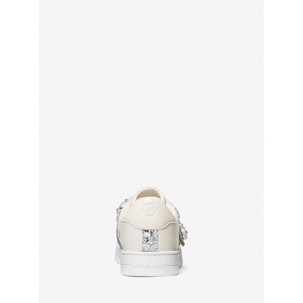 Kenna Leather and Jewel Embellished Glitter Sneaker