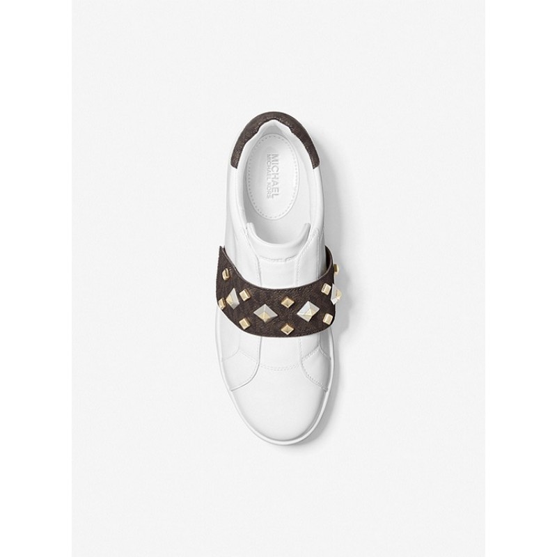 Kenna Leather and Studded Logo Sneaker